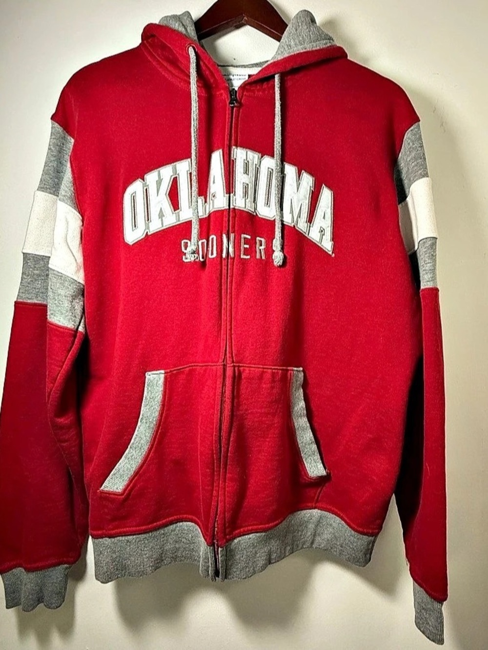 Champion Oklahoma Sooners Full Zip Hoodie Color Block Size Large